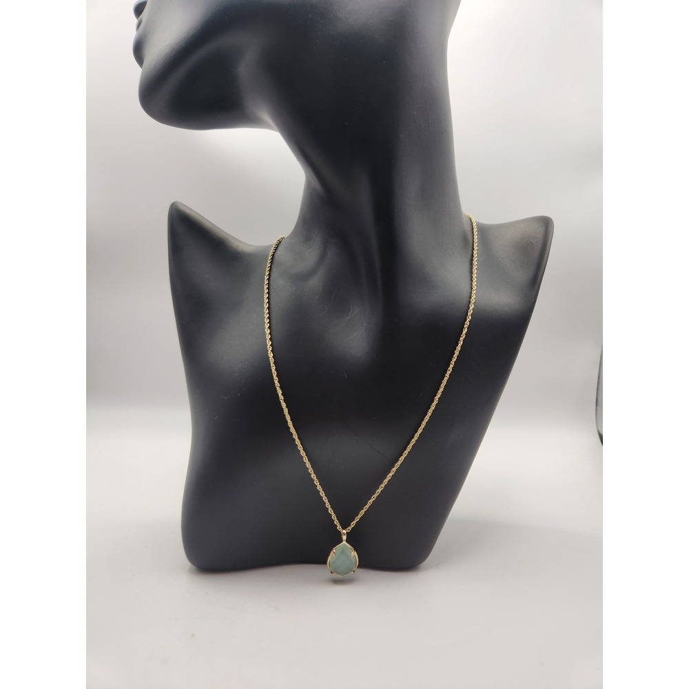 Kendra Scott Elisa Pendant Necklace Gold Tone Seafoam Green Faceted Teardrop